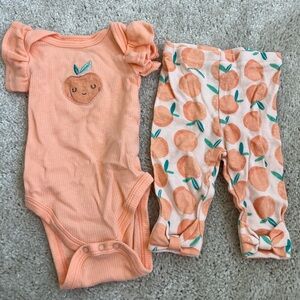 Peach Baby Onesie with Embroidered Design